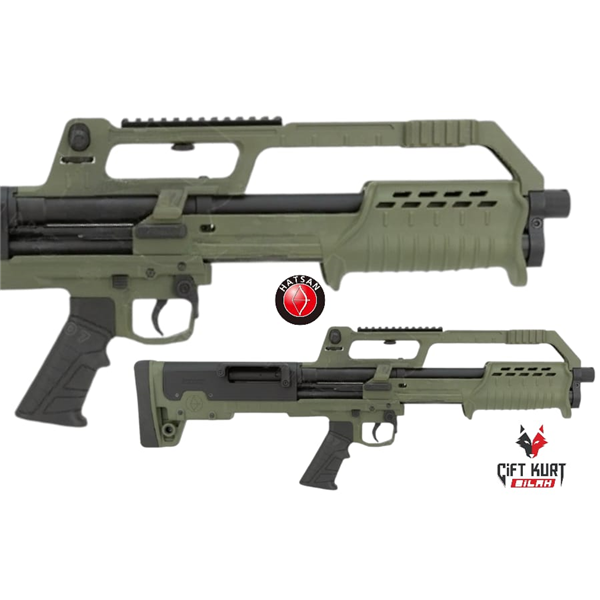 Hatsan BULLTAC 12 Bullpup Şarjörlü Pompalı Yeşil Av Tüfeği